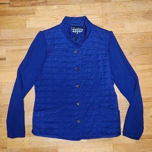 Blue Willi's Dark Blue Button-up Jacket Women's Size L Coat Cotton Knit